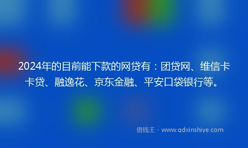 2024年的目前能下款的网贷有：团贷网、维信卡卡贷、融逸花、京东金融、平安口袋银行等。