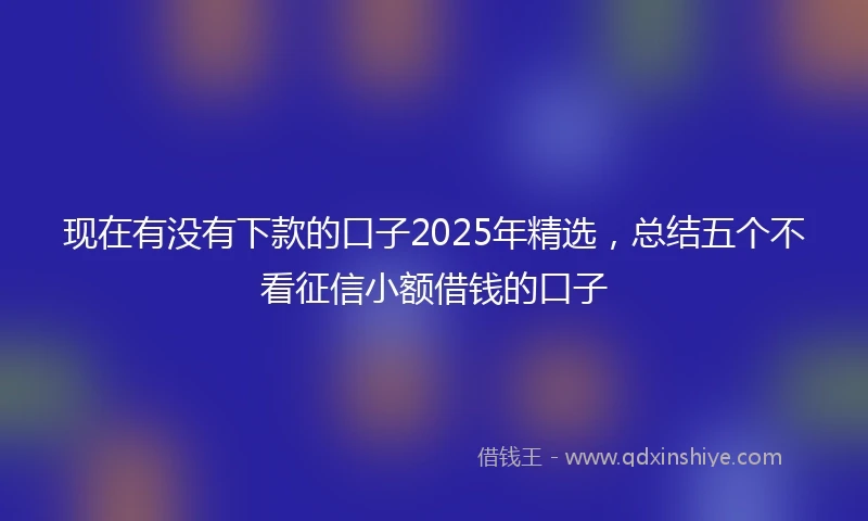 现在有没有下款的口子2025年精选，总结五个不看征信小额借钱的口子