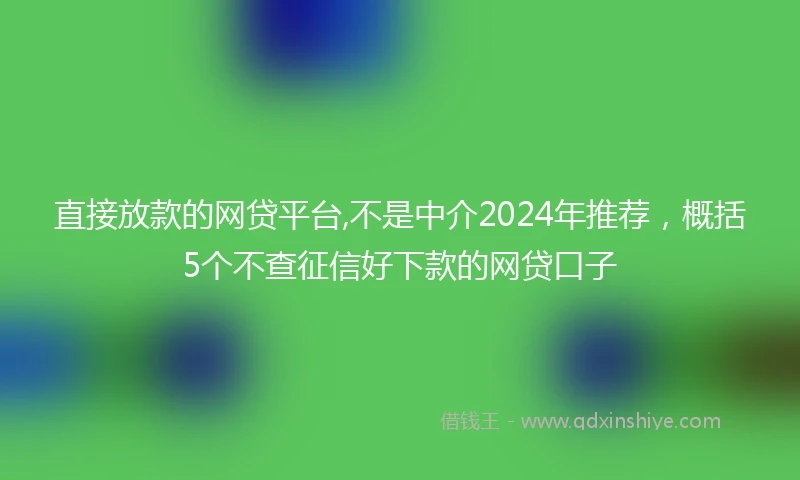 直接放款的网贷平台,不是中介2024年推荐，概括5个不查征信好下款的网贷口子