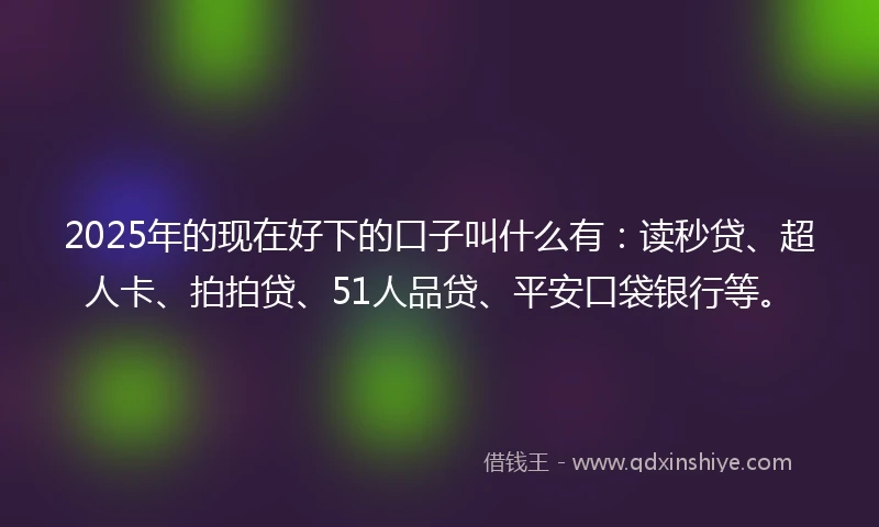 2025年的现在好下的口子叫什么有：读秒贷、超人卡、拍拍贷、51人品贷、平安口袋银行等。