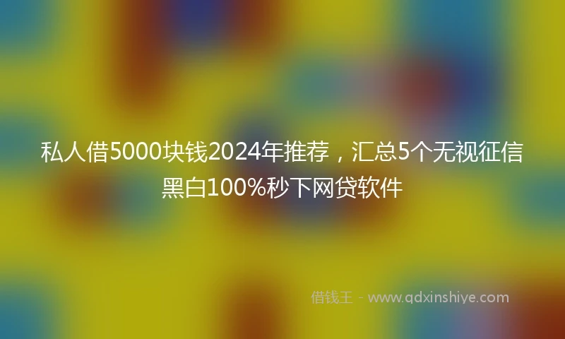 私人借5000块钱2024年推荐，汇总5个无视征信黑白100%秒下网贷软件