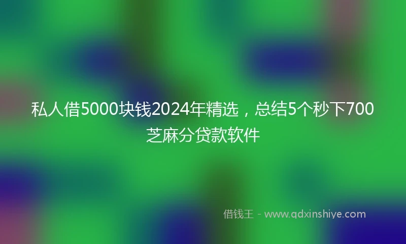 私人借5000块钱2024年精选，总结5个秒下700芝麻分贷款软件