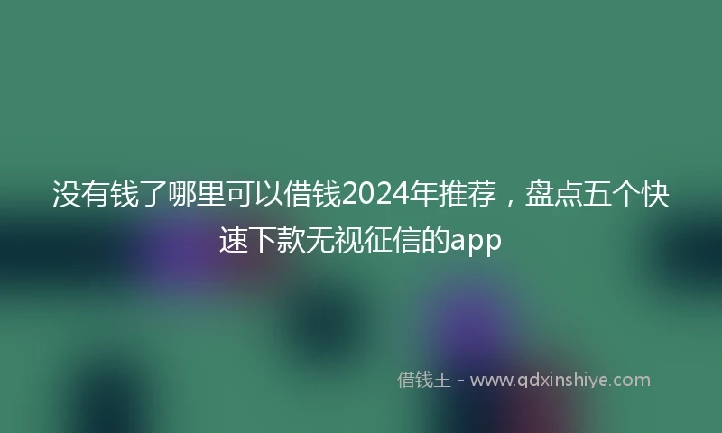 没有钱了哪里可以借钱2024年推荐，盘点五个快速下款无视征信的app