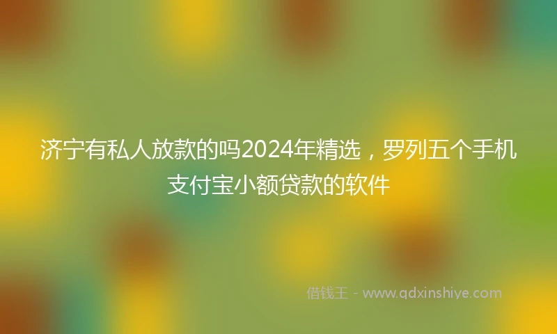 济宁有私人放款的吗2024年精选，罗列五个手机支付宝小额贷款的软件