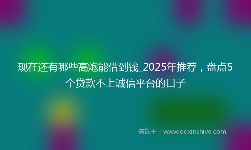 现在还有哪些高炮能借到钱_2025年推荐，盘点5个贷款不上诚信平台的口子