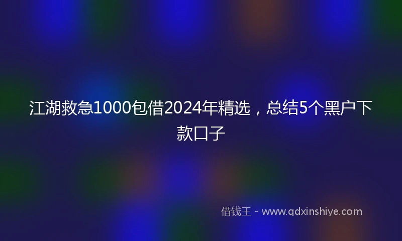 江湖救急1000包借2024年精选，总结5个黑户下款口子