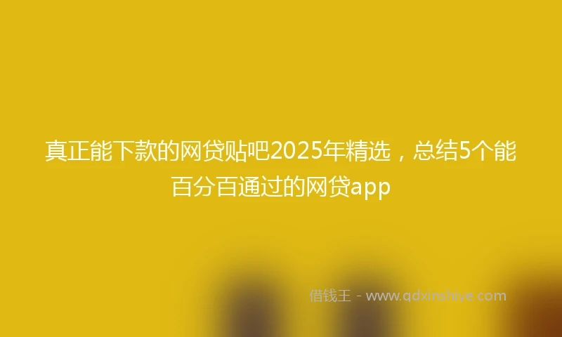真正能下款的网贷贴吧2025年精选，总结5个能百分百通过的网贷app
