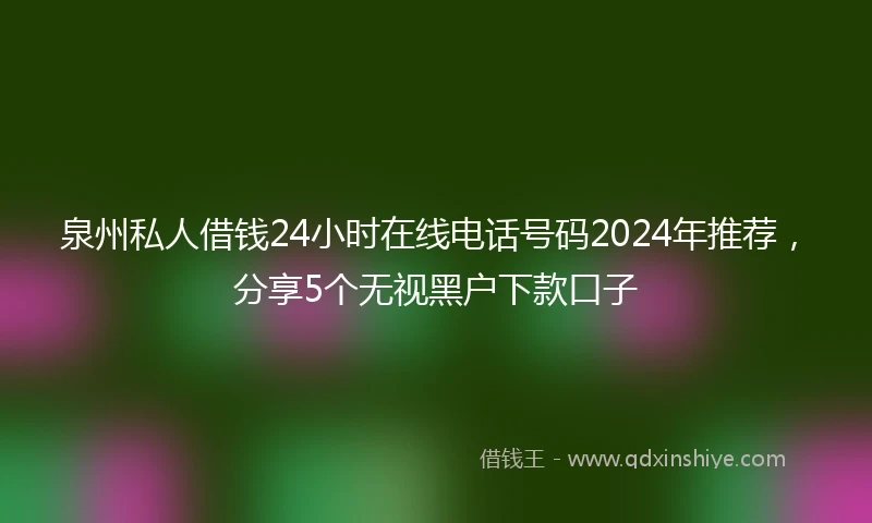 泉州私人借钱24小时在线电话号码2024年推荐，分享5个无视黑户下款口子
