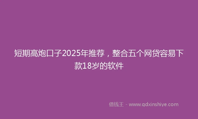 短期高炮口子2025年推荐，整合五个网贷容易下款18岁的软件
