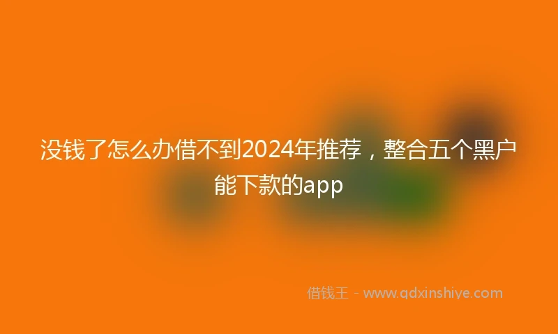 没钱了怎么办借不到2024年推荐，整合五个黑户能下款的app