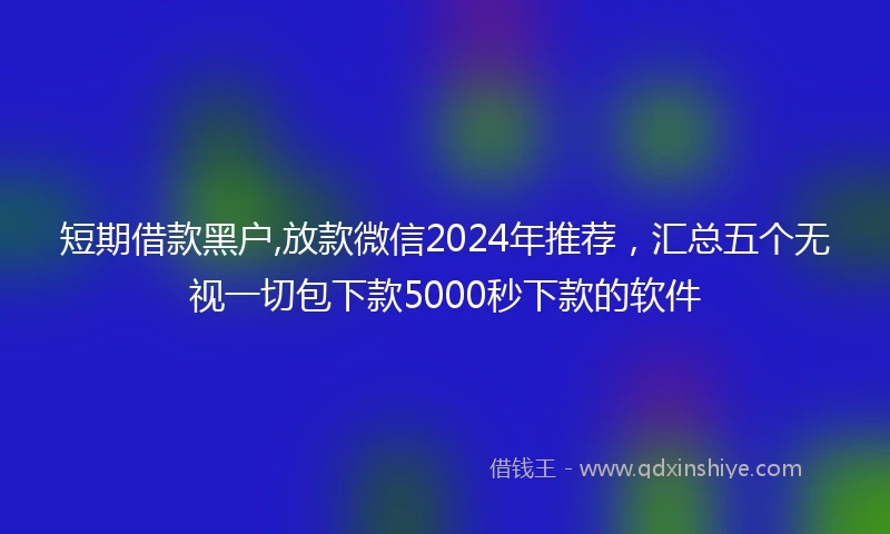 短期借款黑户,放款微信2024年推荐，汇总五个无视一切包下款5000秒下款的软件