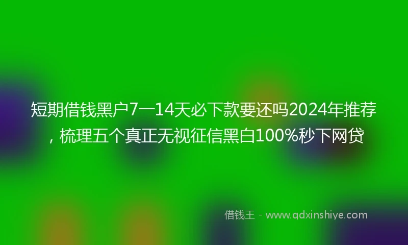 短期借钱黑户7一14天必下款要还吗2024年推荐，梳理五个真正无视征信黑白100%秒下网贷