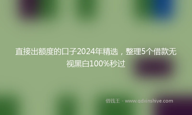 直接出额度的口子2024年精选，整理5个借款无视黑白100%秒过