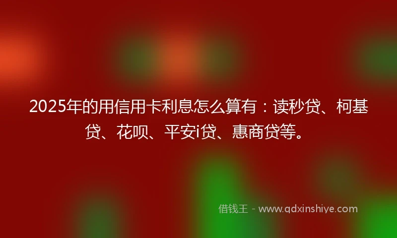 2025年的用信用卡利息怎么算有：读秒贷、柯基贷、花呗、平安i贷、惠商贷等。