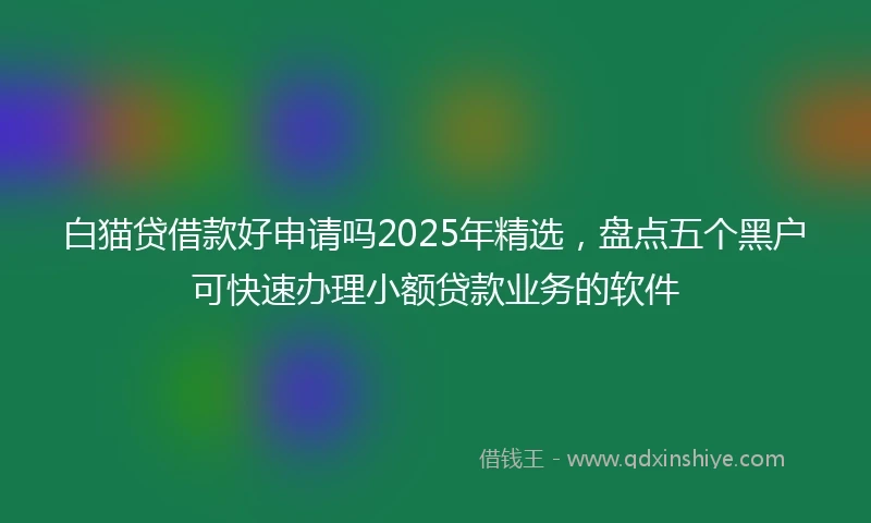 白猫贷借款好申请吗2025年精选，盘点五个黑户可快速办理小额贷款业务的软件