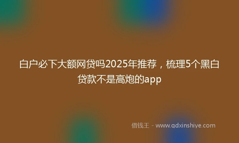 白户必下大额网贷吗2025年推荐，梳理5个黑白贷款不是高炮的app