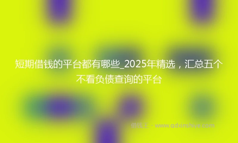 短期借钱的平台都有哪些_2025年精选，汇总五个不看负债查询的平台