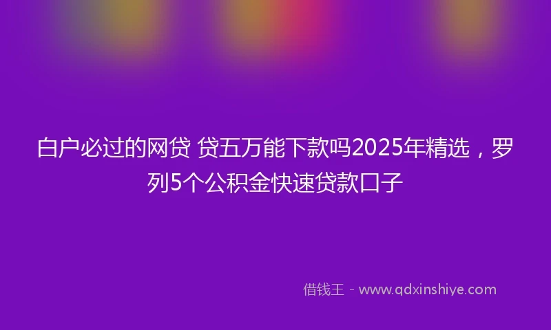 白户必过的网贷 贷五万能下款吗2025年精选，罗列5个公积金快速贷款口子
