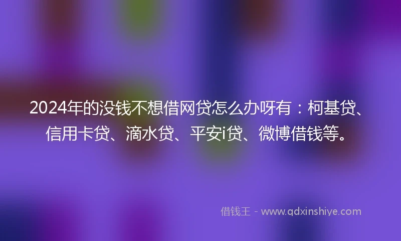 2024年的没钱不想借网贷怎么办呀有：柯基贷、信用卡贷、滴水贷、平安i贷、微博借钱等。