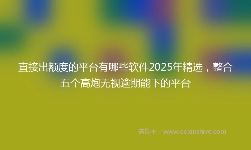 直接出额度的平台有哪些软件2025年精选，整合五个高炮无视逾期能下的平台