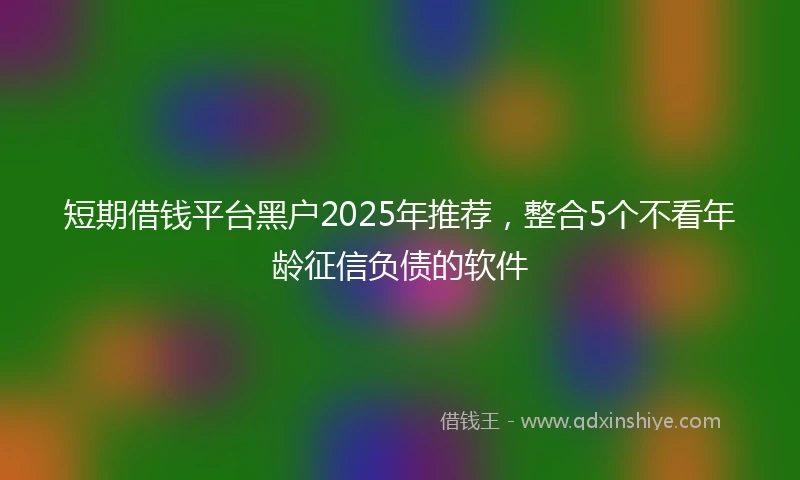 短期借钱平台黑户2025年推荐，整合5个不看年龄征信负债的软件
