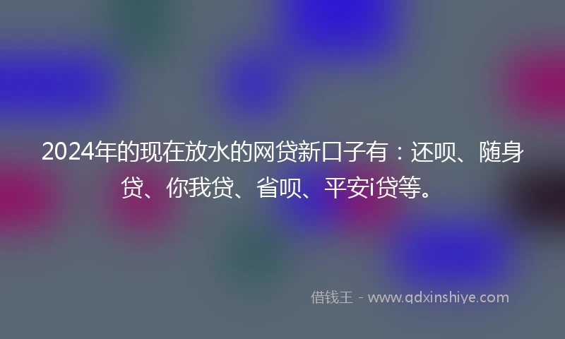 2024年的现在放水的网贷新口子有：还呗、随身贷、你我贷、省呗、平安i贷等。