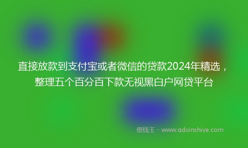 直接放款到支付宝或者微信的贷款2024年精选，整理五个百分百下款无视黑白户网贷平台
