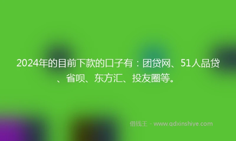 2024年的目前下款的口子有：团贷网、51人品贷、省呗、东方汇、投友圈等。