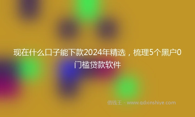 现在什么口子能下款2024年精选，梳理5个黑户0门槛贷款软件