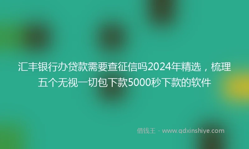 汇丰银行办贷款需要查征信吗2024年精选，梳理五个无视一切包下款5000秒下款的软件