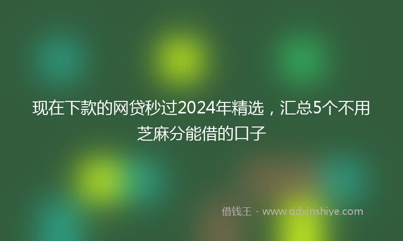 现在下款的网贷秒过2024年精选，汇总5个不用芝麻分能借的口子