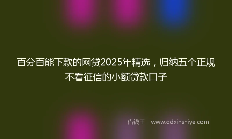 百分百能下款的网贷2025年精选，归纳五个正规不看征信的小额贷款口子