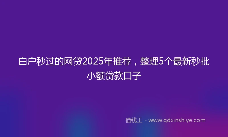 白户秒过的网贷2025年推荐，整理5个最新秒批小额贷款口子