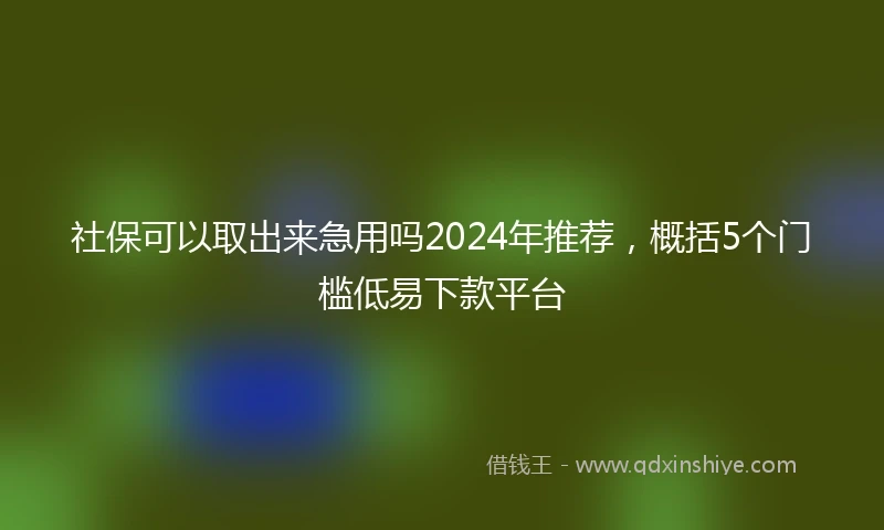 社保可以取出来急用吗2024年推荐，概括5个门槛低易下款平台