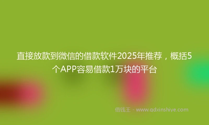 直接放款到微信的借款软件2025年推荐，概括5个APP容易借款1万块的平台