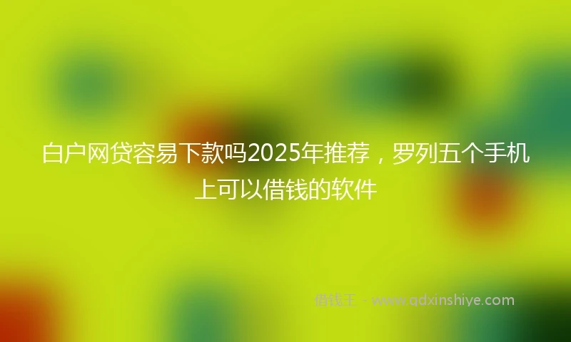 白户网贷容易下款吗2025年推荐，罗列五个手机上可以借钱的软件