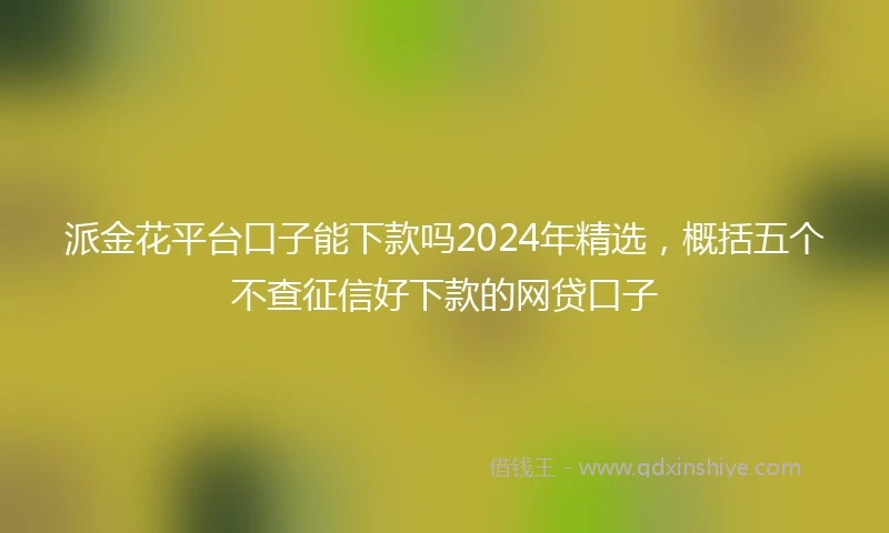 派金花平台口子能下款吗2024年精选，概括五个不查征信好下款的网贷口子