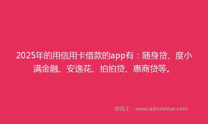 2025年的用信用卡借款的app有：随身贷、度小满金融、安逸花、拍拍贷、惠商贷等。