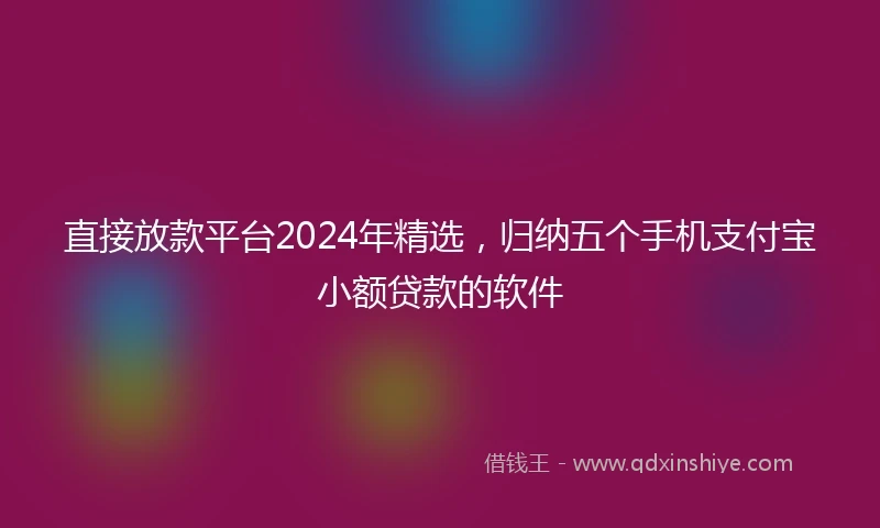 直接放款平台2024年精选,归纳五个手机支付宝小额贷款的软件