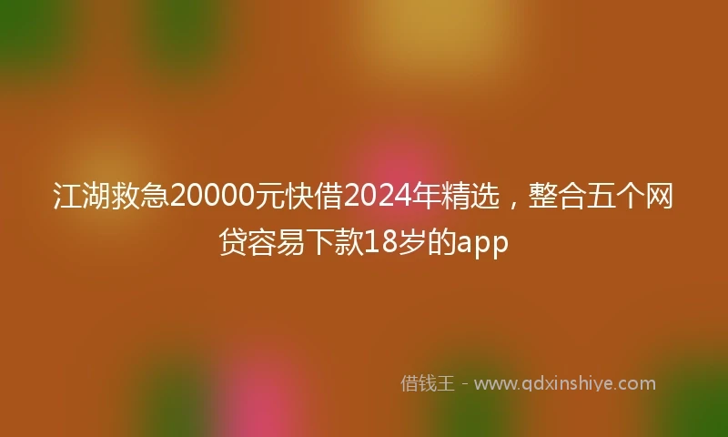 江湖救急20000元快借2024年精选，整合五个网贷容易下款18岁的app