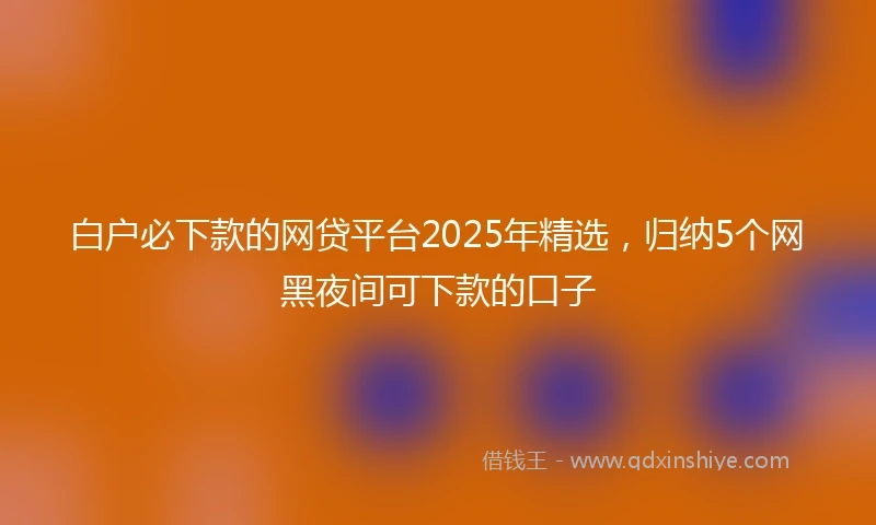 白户必下款的网贷平台2025年精选，归纳5个网黑夜间可下款的口子