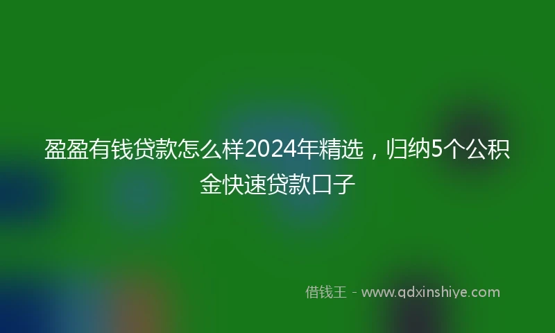盈盈有钱贷款怎么样2024年精选，归纳5个公积金快速贷款口子