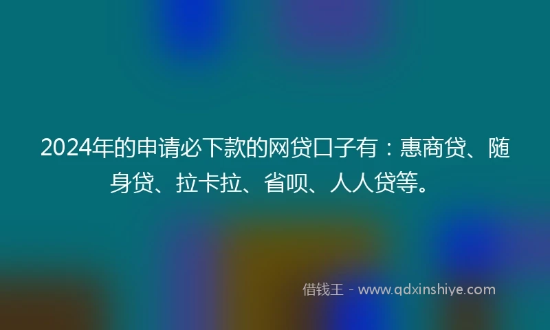 2024年的申请必下款的网贷口子有：惠商贷、随身贷、拉卡拉、省呗、人人贷等。