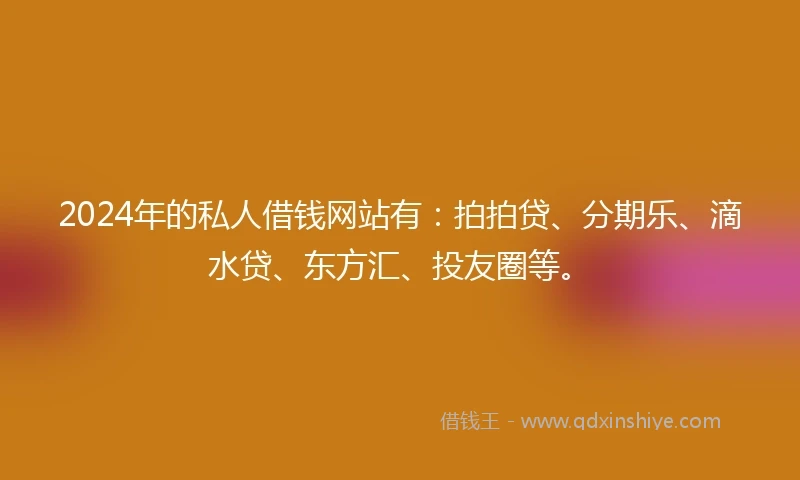 2024年的私人借钱网站有：拍拍贷、分期乐、滴水贷、东方汇、投友圈等。