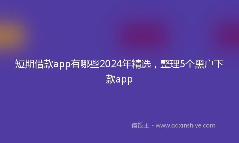 短期借款app有哪些2024年精选，整理5个黑户下款app