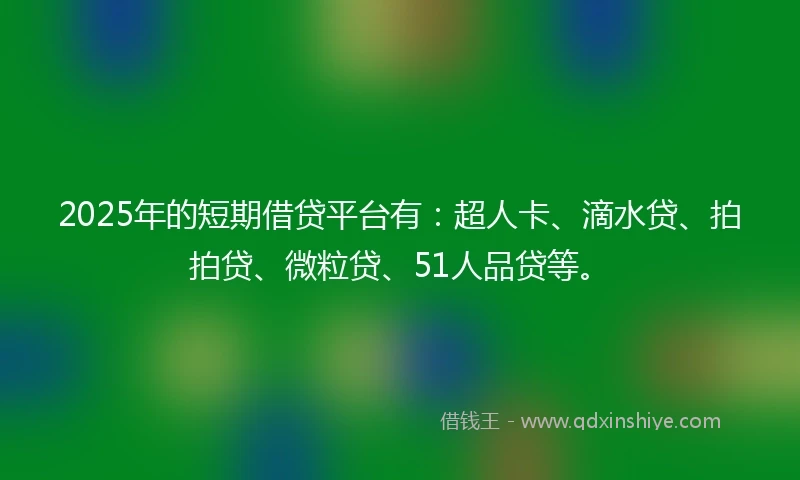 2025年的短期借贷平台有:超人卡、滴水贷、拍拍贷、微粒贷、51人品贷等。