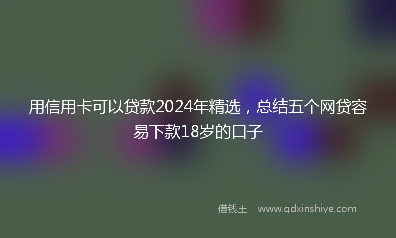 用信用卡可以贷款2024年精选,总结五个网贷容易下款18岁的口子