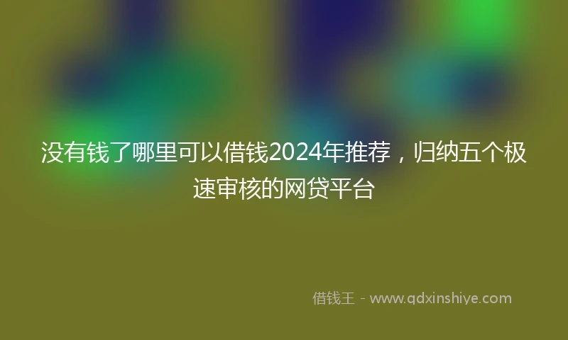 没有钱了哪里可以借钱2024年推荐，归纳五个极速审核的网贷平台
