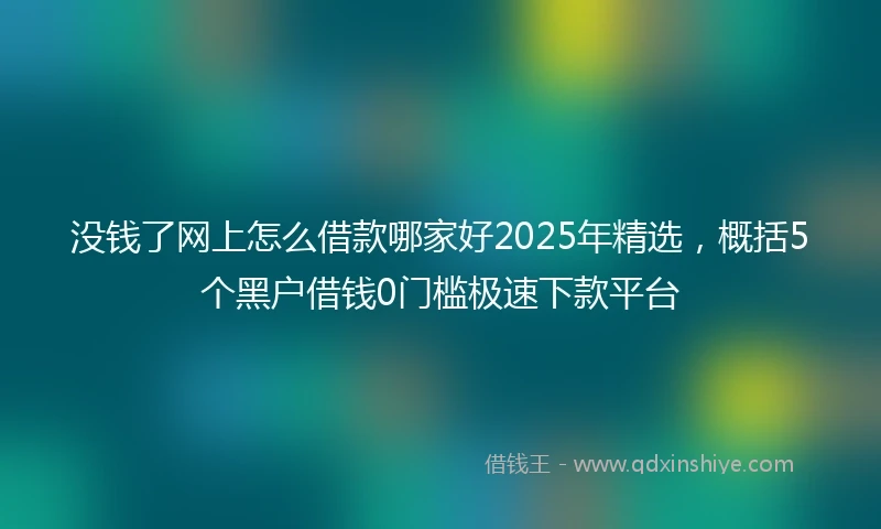 没钱了网上怎么借款哪家好2025年精选，概括5个黑户借钱0门槛极速下款平台