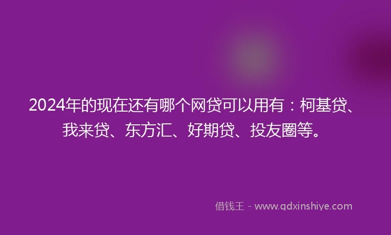 2024年的现在还有哪个网贷可以用有：柯基贷、我来贷、东方汇、好期贷、投友圈等。